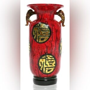 Stunning Asian Vase w Foo Dog Handles